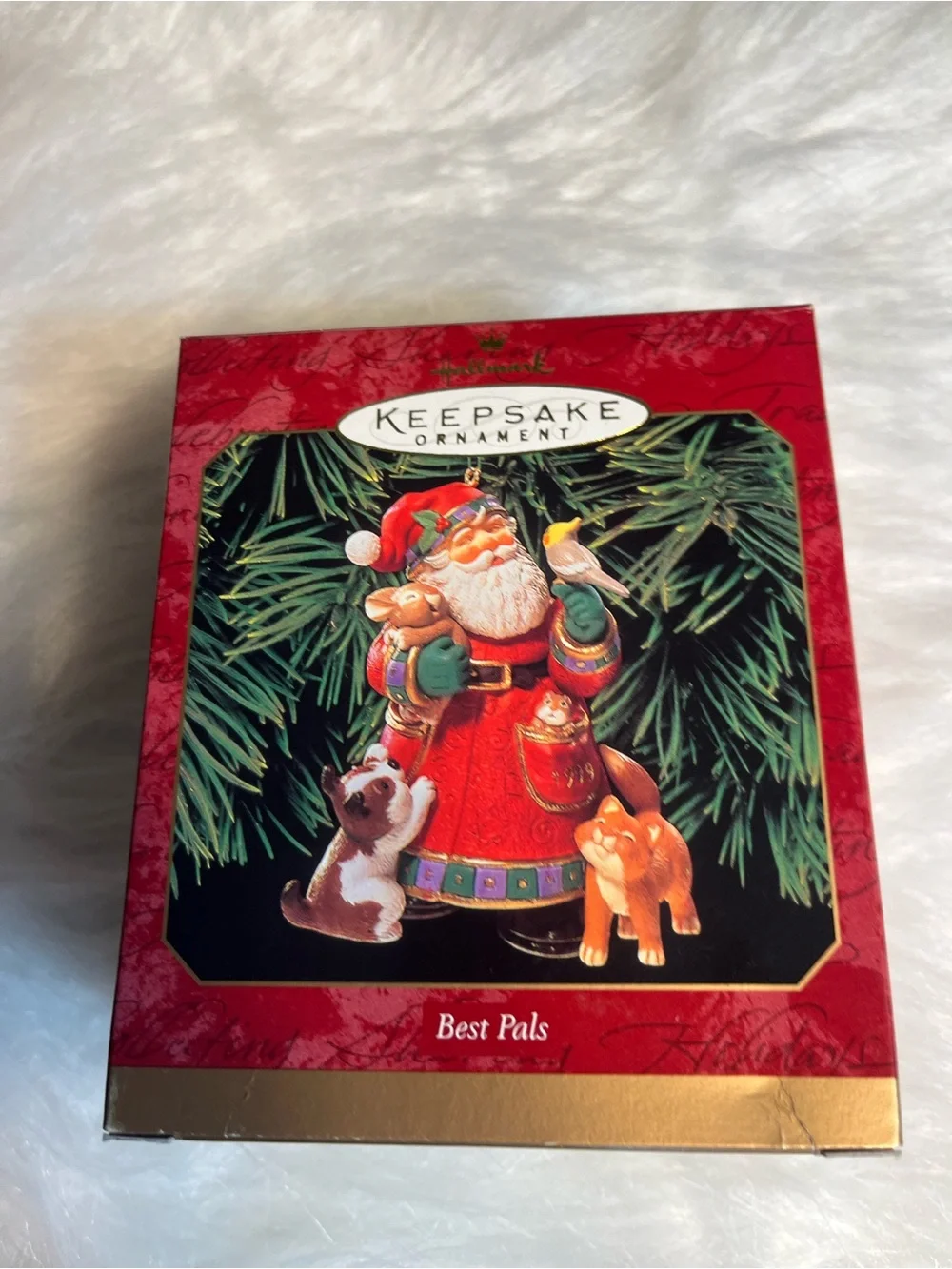 Hallmark Kerpsake 1999 “Best Pals” Santa with dogs Christmas  Ornament